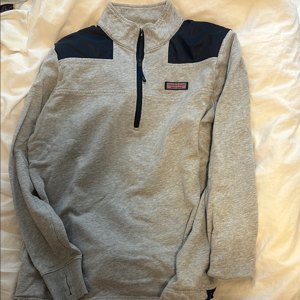 Vineyard Vines Gray and Black Quarter-Zip Pullover